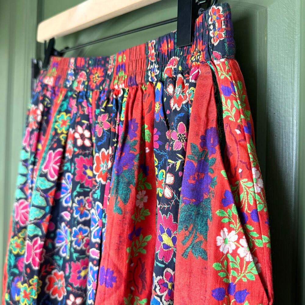 NWT Ro's Garden Jimena Midi Boho Floral Colorful Artsy Gypsy Skirt Yeshi Red XS - Picture 2 of 5